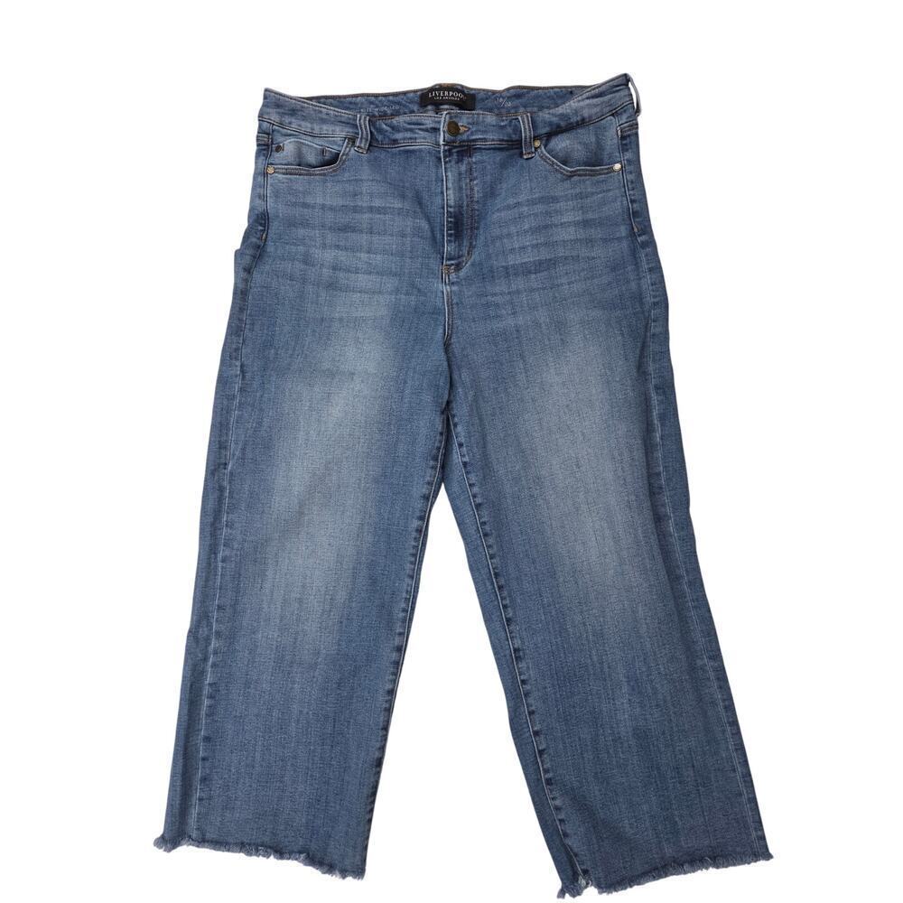 Liverpool LA High Rise Wide Leg Blue Stretch Denim Jeans Sz 16